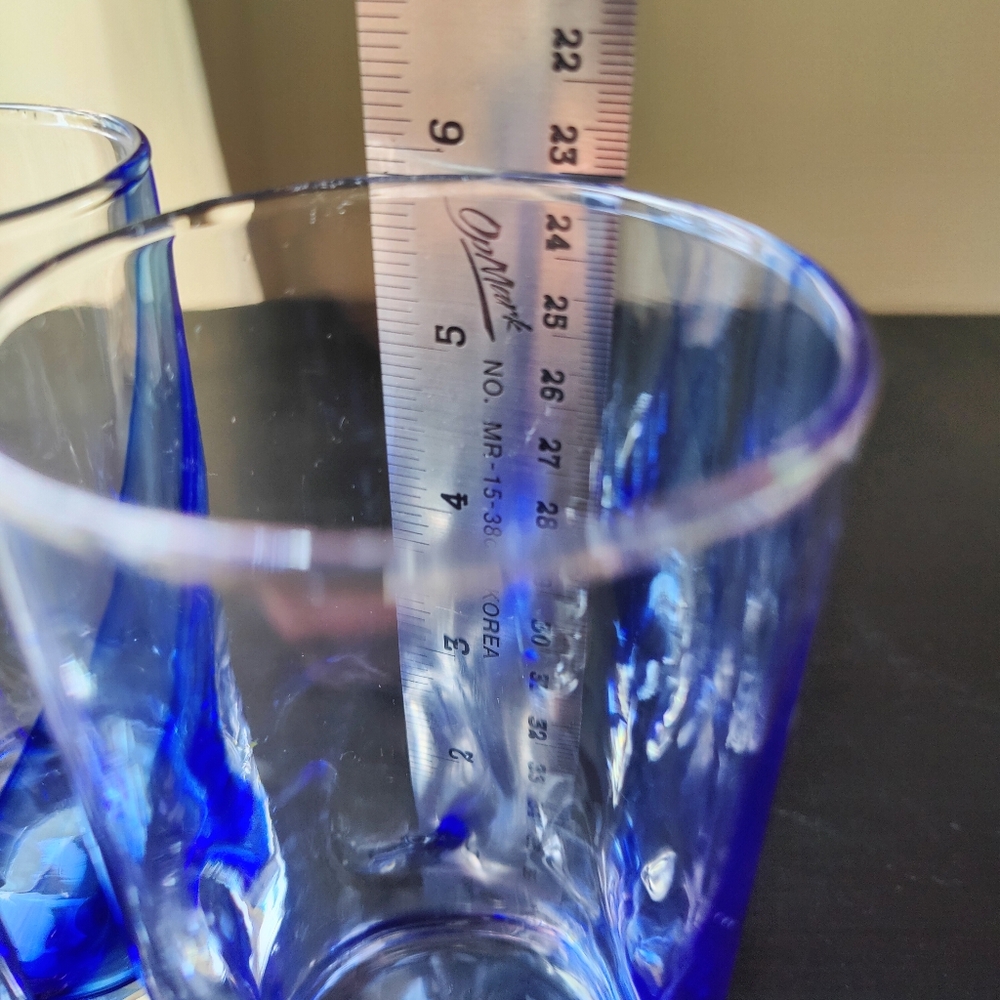 4 Libbey Crisa (thumbprint) | 16 oz Highball blue ๐ swirl glasses - Picture 10 of 13